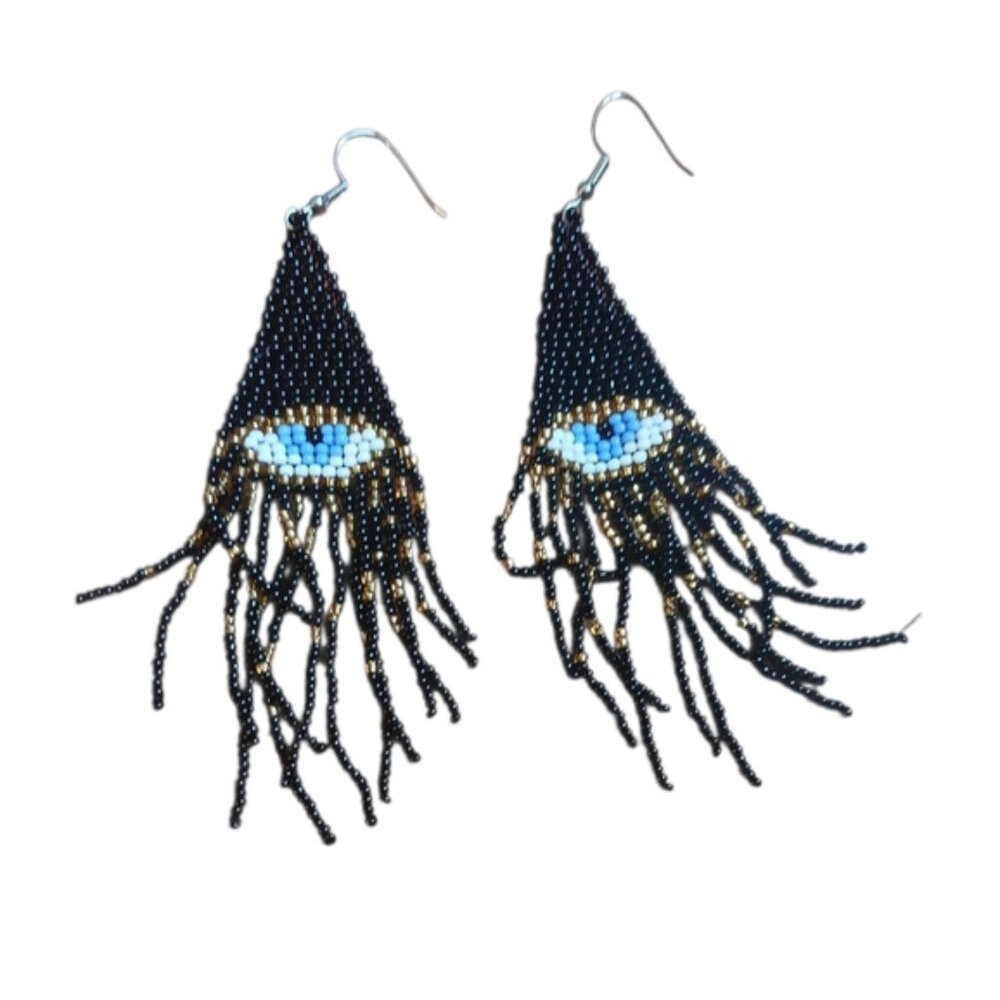 Beaded Evil Eye Earrings